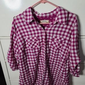 Arizona plaid snap button up shirt